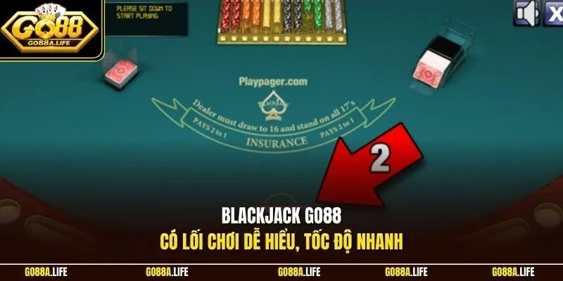 Blackjack GO88 có lối chơi dễ hiểu, tốc độ nhanh